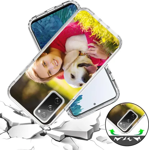 Vista 6 de Funda resistente personalizada para Samsung Galaxy S20 FE [protector de pantalla de vidrio templado] [carcasa de silicona suave] [parachoques de PC]
