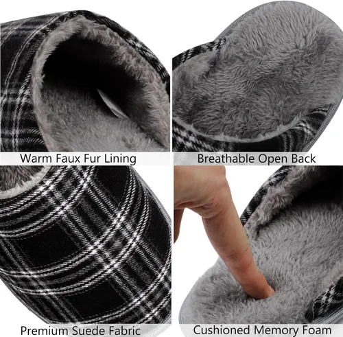 Vista 4 de riemot Women's Men's Furry Warm Slippers, Memory Foam Slippers Comfortable Closed Toe House Slippers Shoes Anti Slip Bedroom Sandals Lightweight