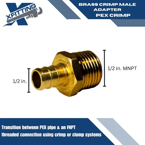 Vista 4 de XFITTING - Adaptador macho XFITTING de 1/2" Pex X 1/2", rosca NPT macho, versión crimpada Pex B
