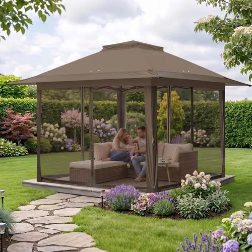 Vista 5 de EAGLE PEAK - Cenador desplegable de 13 x 13 pulgadas con mosquitera, toldo mosquitero fácil de instalar para patio y patio trasero, kiosco al aire