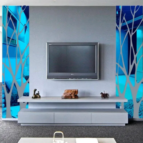 Vista 5 de Adhesivos de pared de espejo acrílico 3D, ramas de árbol, calcomanías de espejo acrílicas extraíbles autoadhesivas para pared, calcomanías