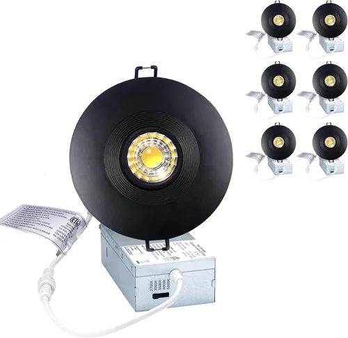 Vista 17 de POPANU Foco giratorio de cardán empotrado sin canless de 5 CCT de 3 pulgadas, lámpara de techo de globo ocular de 3 pulgadas, luces empotrables Negro