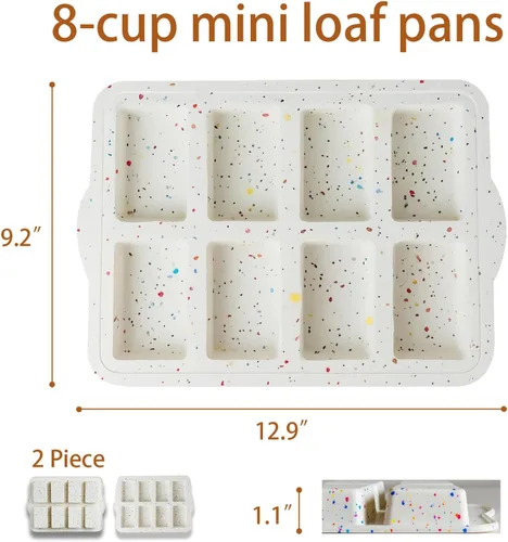 Vista 11 de AVIDON Mini moldes de silicona para pan, moldes de silicona antiadherentes para hornear pasteles pequeños, pan, pan, 8 moldes pequeños para pastel