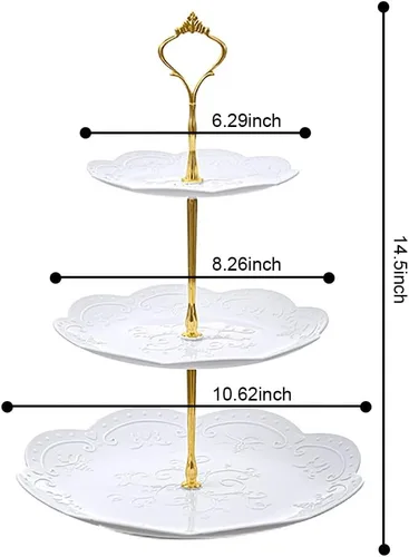 Vista 6 de Barelove Soporte de plástico para cupcakes de 3 niveles, bandeja escalonada para servir, paquete de 2 soportes de plástico para postres y dulces