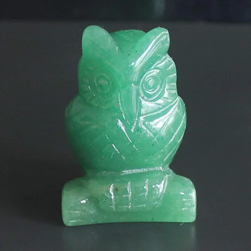 Vista 5 de Figura de búho de cristal tallada a mano de 1.5 pulgadas (obsidiana negra)