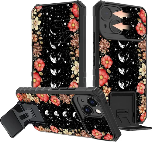 Vista 33 de Rossy Funda para iPhone 14 2022, para iPhone 14 con funda deslizante para cámara deslizante, soporte integrado, doble capa híbrida, a prueba de 1-37