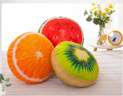 Vista 3 de Cojín de fruta Cojín redondo grueso Cojín reposacabezas (13.7 pulgadas, kiwi)