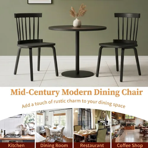 Vista 7 de Black Windsor - Juego de 2 sillas de comedor de madera con respaldo de husillo, sillas de comedor de madera maciza para cocina, comedor, sala