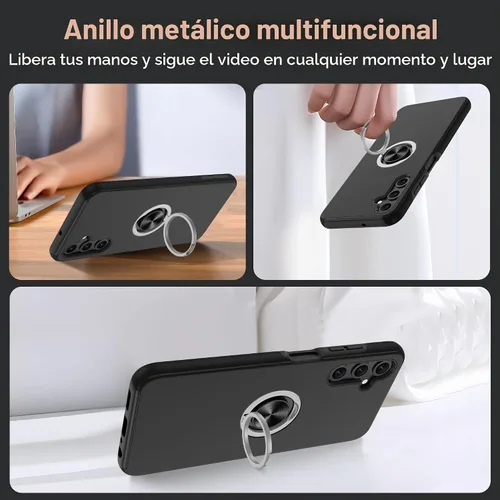 Vista 5 de Gritup - Funda para Galaxy A05S con protector de pantalla HD×2, funda protectora para teléfono a prueba de golpes con soporte magnético de anillo