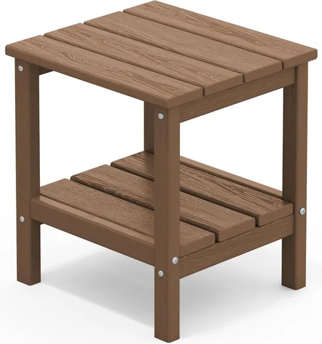 Vista 9 de SERWALL Mesa auxiliar de 2 niveles HDPE para exteriores, resistente a la intemperie, mesa auxiliar Adirondack rectangular Aruba
