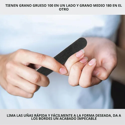 Vista 4 de ForPro Professional Collection Mini tablero de espuma, negro, grano 100/180, lima de uñas de manicura de doble cara, envuelta individualmente, 3.5