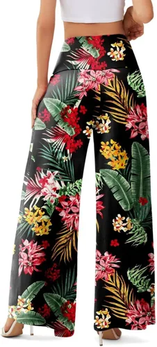 Vista 3 de JZC Pantalones de descanso Palazzo para mujer, elásticos, de pierna ancha, casuales, cómodos, de cintura alta, holgados, tallas S-3XL