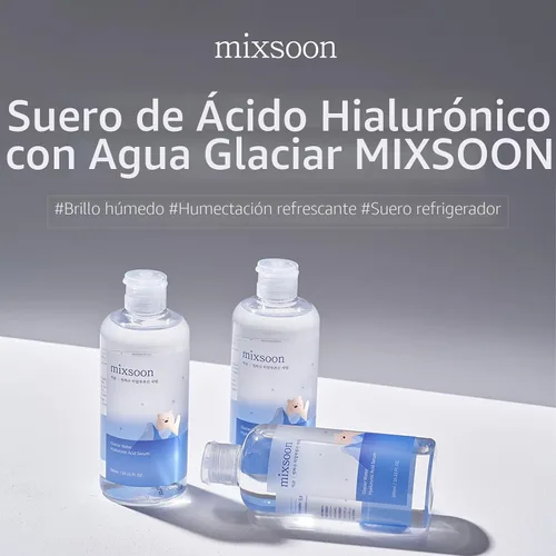 Vista 2 de Mixsoon Suero de Ácido Hialurónico de Agua Glaciar - Hidratación Profunda y Enfriamiento para la Cara, Potenciador de Hidratación, Textura