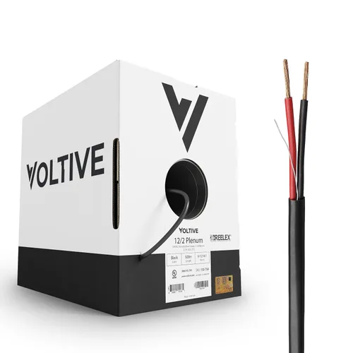 Vista 22 de Voltive Cable de altavoz 12/2, Plenum CL3P, blanco, 500 pies - 12 AWG, 2 conductores, cobre trenzado sin oxígeno, listado UL - V-1214-2