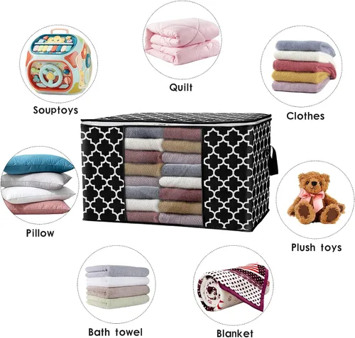 Vista 4 de ISELIFE Bolsas de Almacenamiento 100L Paquete de 2 Bolsas Grandes para Mantas y Ropa, Contenedores de Organización y Almacenamiento para Ropa