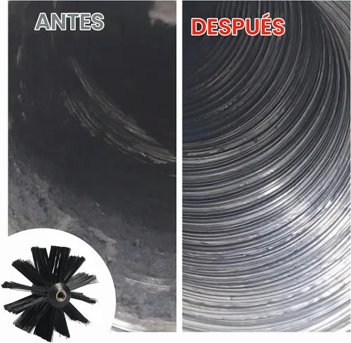 Vista 6 de Kit limpiador de ventilación de secadora de 15 pies, removedor de pelusa multiusos con cabezal de cepillo de chimenea de 6 pulgadas, varilla