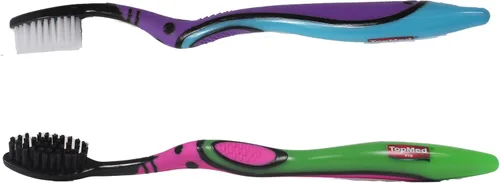 Vista 2 de Top Med ETS - Cepillo de dientes para fumadores extra duro + cepillo de dientes de carbón extra duro (el color puede variar) 2