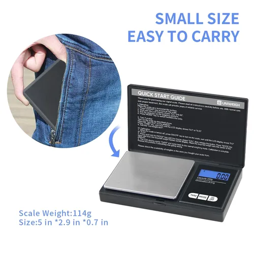 Vista 3 de UNIWEIGH Báscula de gramos, 200 gx0.0.04 oz (7.05 oz x 0.001 oz) báscula digital de bolsillo Electronic Smart Weigh Scale,Portable Small Jewelry