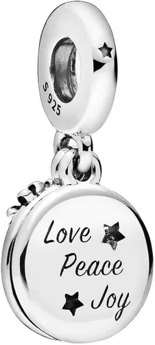 Vista 3 de Bellestory Santa Love Peace Joy Charm plata de ley 925 cuentas de Navidad para pulsera europea