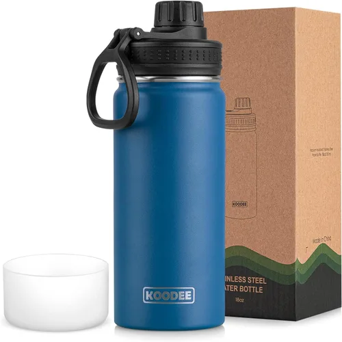 Vista 151 de koodee Botella de agua para niños, botella de agua de acero inoxidable de 12 onzas con aislamiento al vacío para la escuela, botella de agua de boca