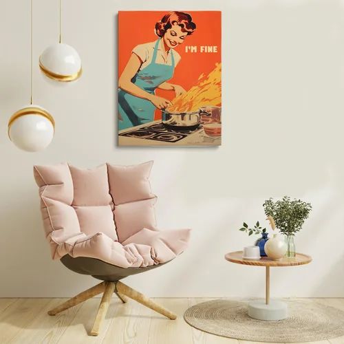 Vista 4 de Impresión retro de cocina – Divertido póster de los años 50, impresión retro de cocina, arte de pared de cocina feliz ama de casa, decoración retro
