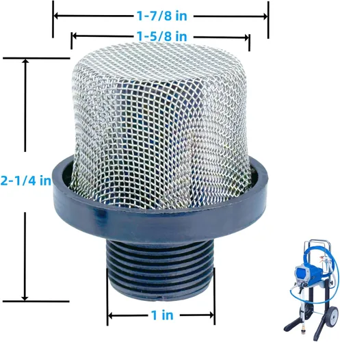 Vista 5 de 2 piezas 288716 de rosca de filtro de entrada de 3/4 pulgadas y 6 filtros de pistola pulverizadora sin aire 288749 compatibles con Graco X5/X7/ProX