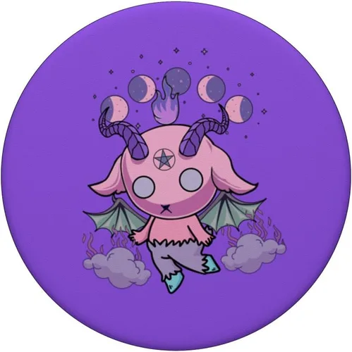 Vista 3 de Pastel Goth Kawaii Baphomet Anime Creepy Cute Pink PopSockets púrpura intercambiable PopGrip