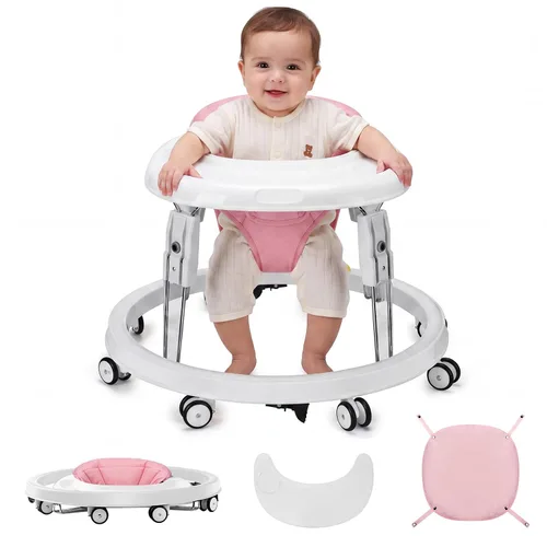 Vista 11 de Andador para bebés con ruedas, plegado de un solo toque, ajuste de altura Gris