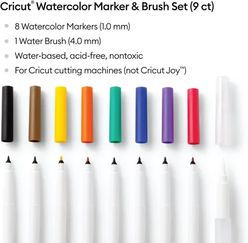 Vista 4 de Cricut Juego de rotuladores y pinceles para acuarela (9 unidades), surtido