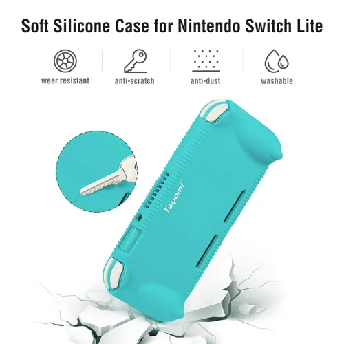 Vista 6 de Teyomi Protective Case Compatible with Nintendo Switch Lite, Silicone Protective Cover for Nintendo Switch Lite with Tempered Glass Screen