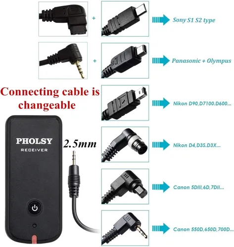 Vista 5 de PHOLSY Control remoto con temporizador de cámara con HDR compatible con Canon R100 R8 R6ii R7 R10 90D 250D 850D 6Dii 7Dii G1Xiii; para Olympus OM-1