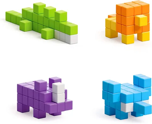 Vista 5 de PIXIO Mini Safari - Bloques magnéticos Juguetes de construcción en Pixel Art Style - Artes y manualidades Juguetes para niños - Bloques