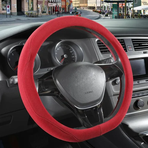 Vista 22 de Funda para volante en forma de D de gamuza negra de 13.5 a 14 pulgadas Warm in Winter and Cool in Summer, Small Felt Car Accessories, Breathable