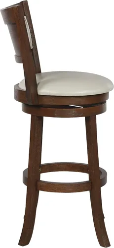 Vista 6 de OSP Home Furnishings Metro - Taburete giratorio de 30 pulgadas con asiento acolchado y reposapiés adjunto, piel sintética color crema con marco
