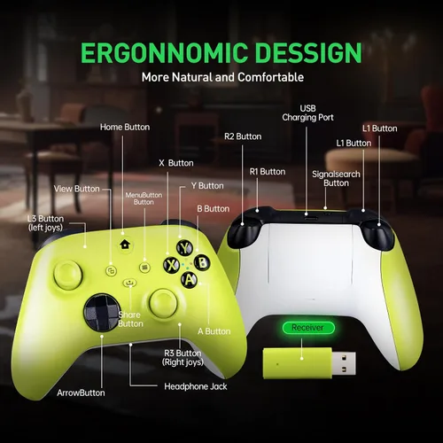 Vista 6 de vaomon Controller with Wireless Adapter Compatible with Xbox One, Xbox Series XS, Xbox One XS, PC, 2.4Ghz Controller with 3.5mm Headphone