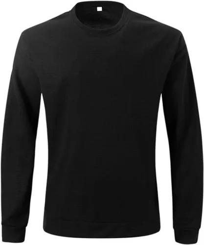 Vista 2 de Basics Mens T-Shirts Tops Round Neck Long Sleeve Pullover Blouses Bottoming Solid Shirt Tees Home Classic Clothing