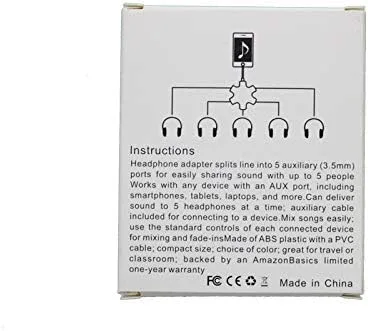 Vista 4 de Conector divisor de audio multiauricular de 5 vías, cable divisor estéreo de audio de 0.138 in, 1 macho a 5 puertos hembra adaptador de auriculares