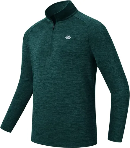 Vista 3 de MoFiz Camiseta polo de manga larga con media cremallera para hombre, de secado rápido, protección solar UPF 50+, para senderismo, pesca, deportes