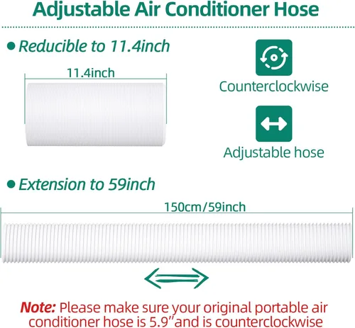 Vista 5 de Kit de ventana de aire acondicionado portátil, kit de ventilación de CA universal ajustable con manguera de escape de 5.9 pulgadas para ventanas