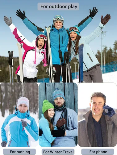 Vista 6 de SATINIOR 4 pares de guantes de invierno para pantalla táctil, guantes cálidos para mensajes de texto, guantes elásticos antideslizantes para adultos