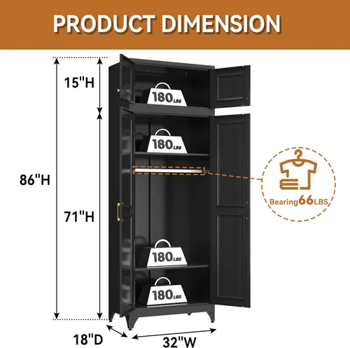 Vista 5 de Polup Armario de Pared de Metal, Gabinete Superior para Guardarropa, Pequeño Gabinete de Almacenamiento Superior para Dormitorio, Sala de Estar