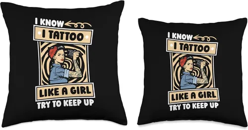 Vista 3 de Tattoo Artist Gifts & Accessories Tattooist Girl Tattooer Tattoo Artist - Almohada de 16 x 16 pulgadas, multicolor