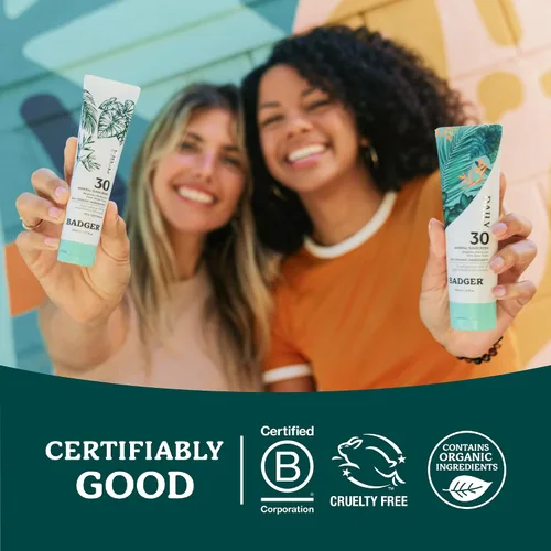 Vista 9 de Badger Combo mineral de protección solar diaria y facial, SPF 30, protectores solares minerales orgánicos ligeros con óxido de zinc, lociones