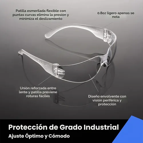 Vista 4 de amoolo Gafas de seguridad para hombres y mujeres, protección ocular transparente para trabajo, laboratorio, construcción