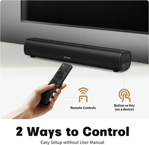 Vista 9 de Barra de sonido para Smart TV, barra de sonido de 16'/60W con graves impactantes, luz dinámica y control remoto, altavoces de TV montables en pared