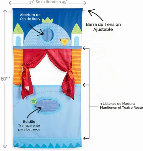 Vista 2 de HABA Teatro de Marionetas de Puerta - Ahorrador de Espacio con Varilla Ajustable: Ideal para Juego de Simulación, Marionetas de Mano, Actividades
