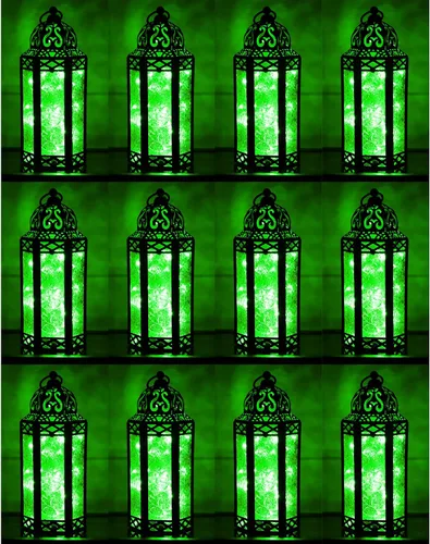 Vista 43 de VELA LANTERNS Juego de 2 portavelas decorativos de LED con luces de hadas de 12" de metal marroquí para colgar o mesa, decoración del hogar