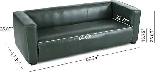 Vista 2 de Sofá de asiento profundo moderno de 3 plazas con patas de madera de abedul, sofá de cuero de 80.25 pulgadas, sofá tapizado suave para sala de estar