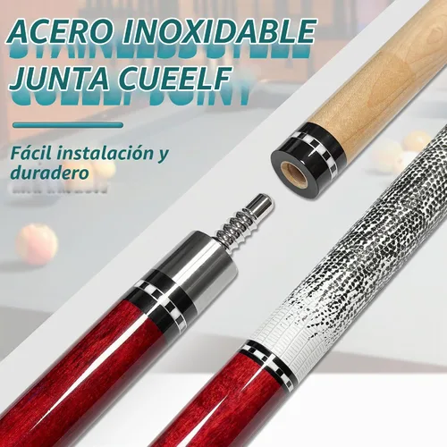 Vista 5 de HomeSeason 58in Pool Cue Stick Canadian Maple Wood 13mm Tip - 18oz Perfect for Precision Play, Low Deflection Pool Cue for Enhanced Accuracy HS17-A