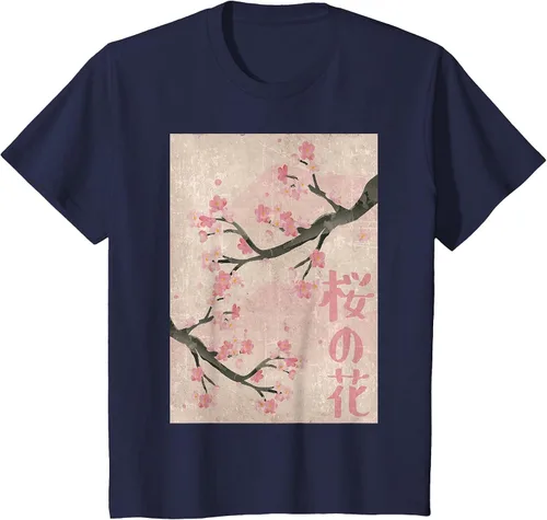 Vista 84 de Cherry Blossom Japanese Vintage Woodblock Japan Pink Sakura T-Shirt Asphalt Grey